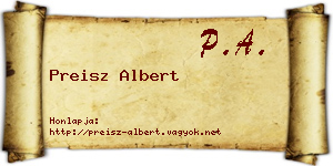 Preisz Albert névjegykártya